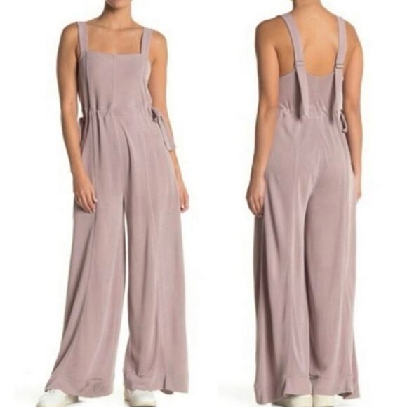 FREE PEOPLE MOVEMENT Taupe Cinch Waist Wide Leg Comfy Sleeveless Jumpsuit XS - Picture 11 of 11